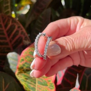 Sterling Silver White Pave CZ Hoops